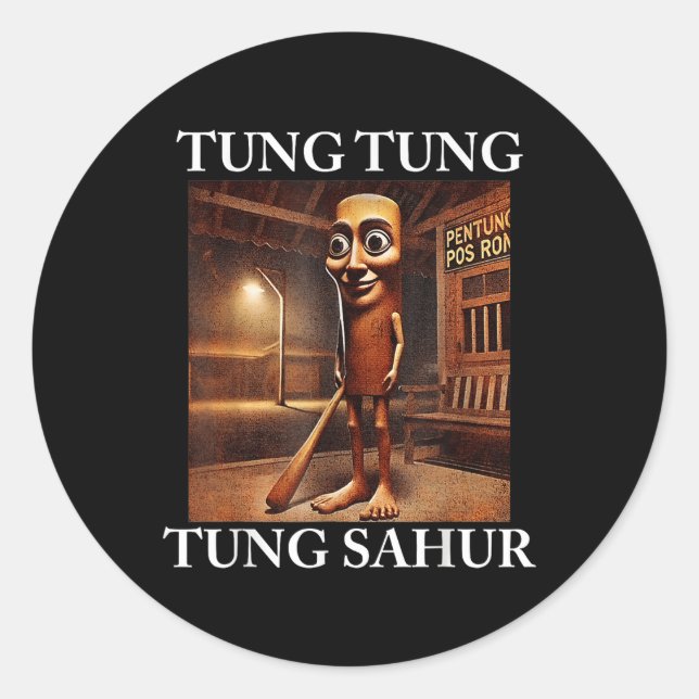Adesivo Redondo Tung Tung Tung Sahur Itália Brainrot Meme Engraçad (Frente)