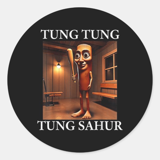 Adesivo Redondo Tung Tung Tung Sahur Itália Brainrot Meme Engraçad (Frente)