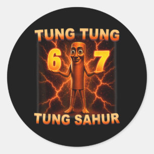 Adesivo Redondo Tung Tung Tung Sahur Six Seven 67 Meme Para Crianç