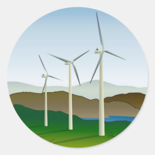 Adesivo Redondo Turbina eólica pelo lago