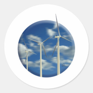 Adesivo Redondo Turbina Eólica Verde