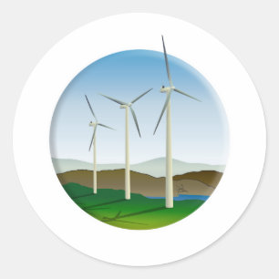Adesivo Redondo Turbina eólica verde da energia