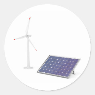 Adesivo Redondo Turbinas eólicas e painéis solares