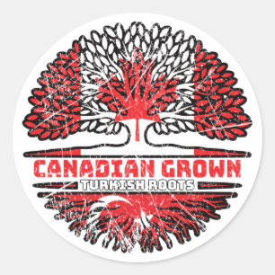 Adesivo Redondo Turca Turca Canadense Canadá Árvore Bandeira