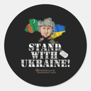 Adesivo Redondo Turcomenistão Apoia a Ucrânia Bandeira Zelensky Tu