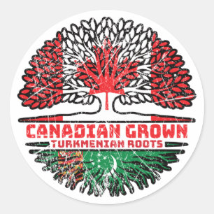 Adesivo Redondo Turcomenistão Turcomenistão Canadá Raízes de Árvor