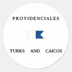 Adesivo Redondo Turcos de Providenciales e bandeira alfa do