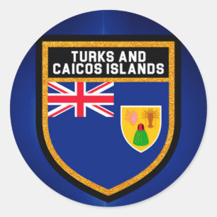 Adesivo Redondo Turcos e bandeira de Caicos
