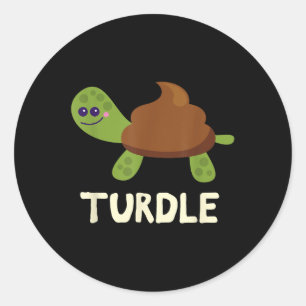 Adesivo Redondo Turdle Carinha de Tartaruga Fazendo Cocô Emoticon 