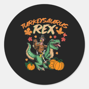 Adesivo Redondo Turkeysaurus Rex Dinosaur Trex Turquia Ação de Gra