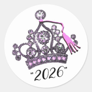 Adesivo Redondo “Turma de 2026” Tiara Princesa