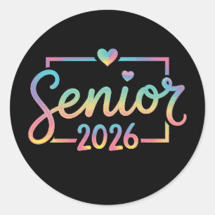 Adesivo Redondo Turma de Formatura de 2026 Tie Dye Graduação 26 Gr