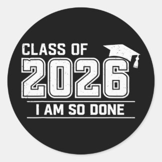 Adesivo Redondo Turma De Graduação De 2026 Estou Tão Farto Aluno D
