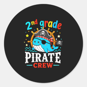 Adesivo Redondo turma de pirata da 2ª série baleia professora alun