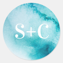 Adesivo Redondo Turquesa Autocolantes de casamento personalizados