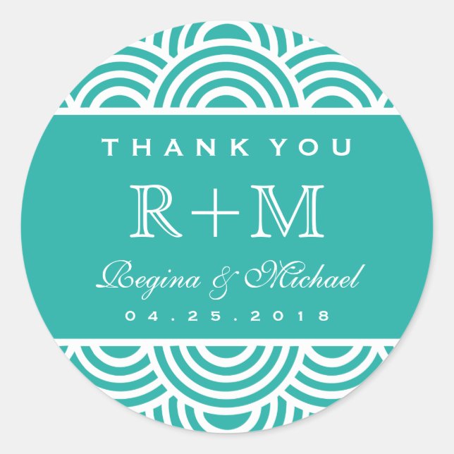 Adesivo Redondo Turquesa Blue Swirl Circle Favor Sticker (Frente)