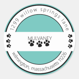 Adesivo Redondo Turquesa de Endereço de Devolução de Impressão de