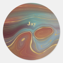 Adesivo Redondo Turquesa, ferrugem e agata bronzeada