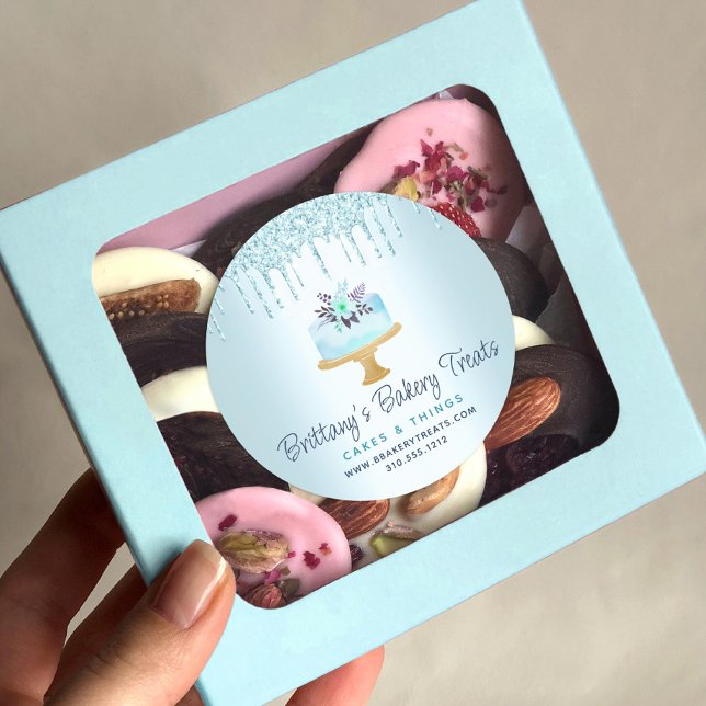 Adesivo Redondo Turquesa Pastelaria Tortura Dessert (Criador carregado)