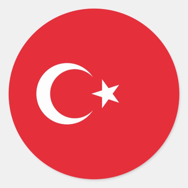 Adesivo Redondo Turquia - Bandeira Turca (Frente)