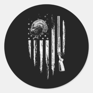 Adesivo Redondo Turquia caçando bandeira americana jogando galinha