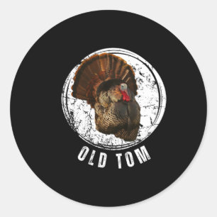 Adesivo Redondo Turquia Caçando Camisa Antigo Tom Gobbler Turquia 