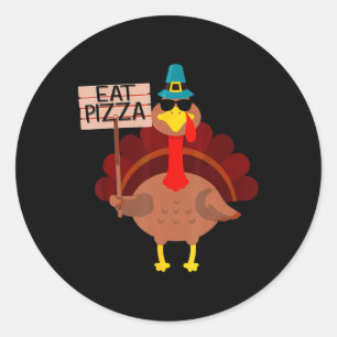 Adesivo Redondo Turquia Comeu Pizza Adulto Vegan Kids Engraçado Th
