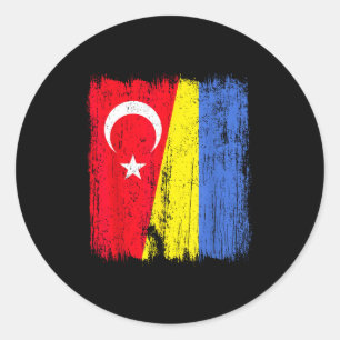Adesivo Redondo Turquia Ucrânia Meia Bandeira Patrimônio Turco Ucr