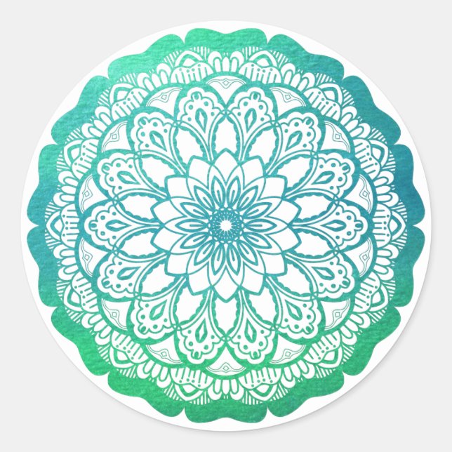 Adesivo Redondo Turquoise Blue Mandala (Frente)