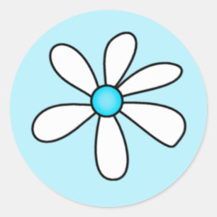 Adesivo Redondo Turquoise Daisy Sticker