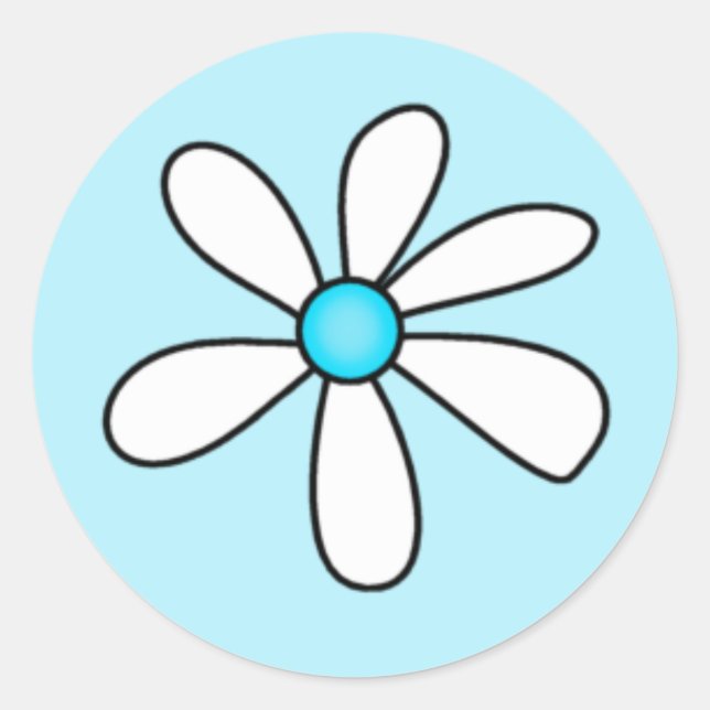 Adesivo Redondo Turquoise Daisy Sticker (Frente)
