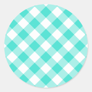 Adesivo Redondo Turquoise Gingham Pattern