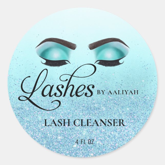 Adesivo Redondo Turquoise Glam Glitter Lash Bath Shampoo Cleanser (Frente)