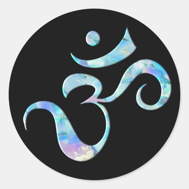 Adesivo Redondo Turquoise Marbled Om (Frente)