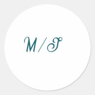 Adesivo Redondo Turquoise monogram wedding couple name simple styl