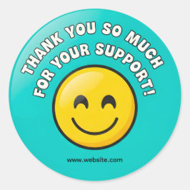Adesivo Redondo Turquoise Smiley Thank You Business Sticker 