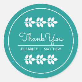 Adesivo Redondo Turquoise White Deixa Casamento Obrigado