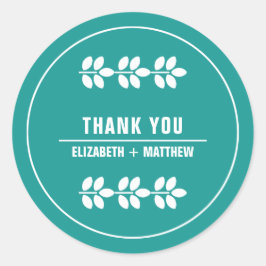 Adesivo Redondo Turquoise White Deixa Casamento Obrigado