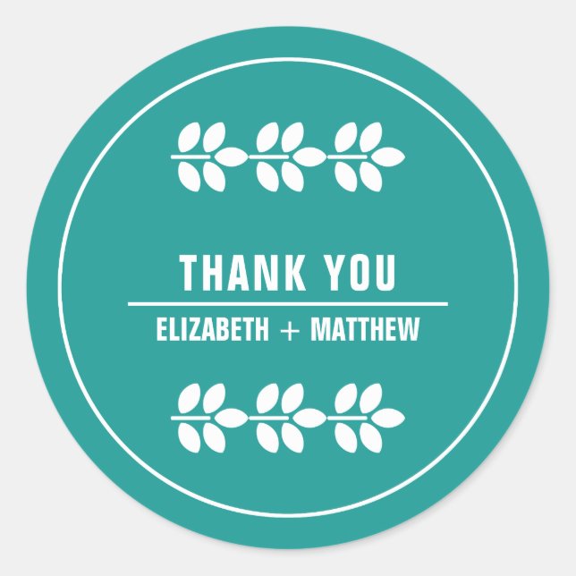 Adesivo Redondo Turquoise White Deixa Casamento Obrigado (Frente)