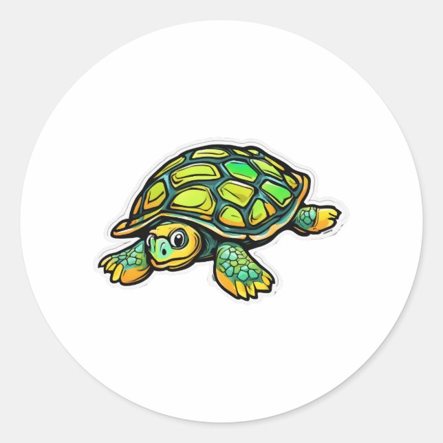 Adesivo Redondo Turtle Animal Turtle Green (Frente)