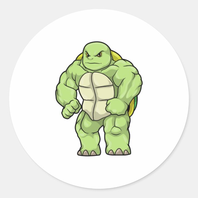 Adesivo Redondo Turtle as Bodybuilder with Six pack (Frente)