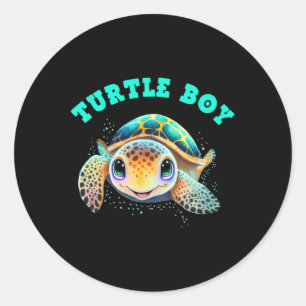 Adesivo Redondo Turtle Boy Earth Day Favorece o Dia da Terra