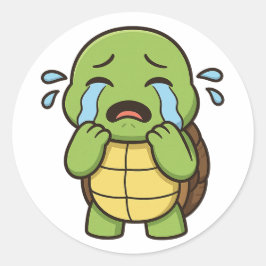 Adesivo Redondo Turtle crying 