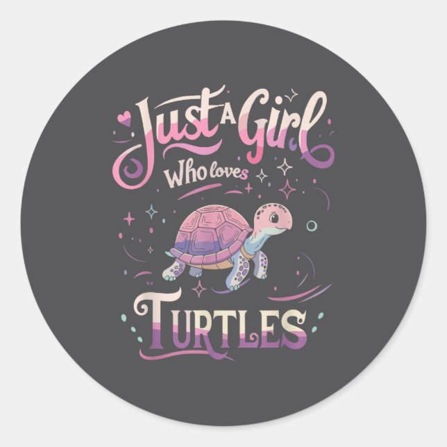Adesivo Redondo Turtle Cute Girl Men Women S  (Frente)