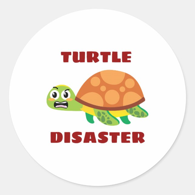 Adesivo Redondo Turtle Disaster Turtle Pun (Frente)