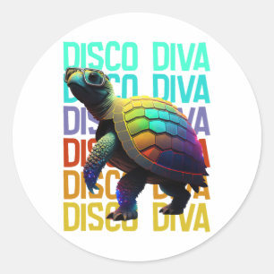 Adesivo Redondo Turtle Disco Diva