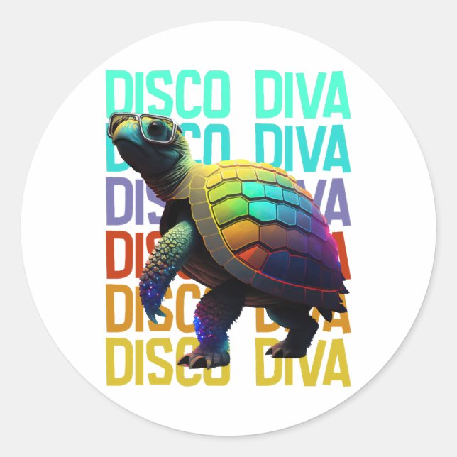 Adesivo Redondo Turtle Disco Diva (Frente)