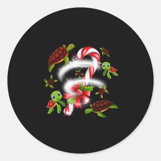 Adesivo Redondo Turtle Gift | Doces de Tartaruga Doce Natal (Frente)
