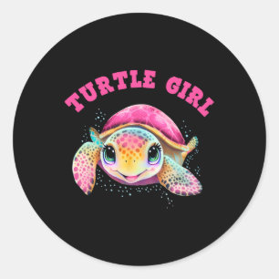 Adesivo Redondo Turtle Girl Day Favorece o Dia da Terra