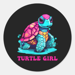 Adesivo Redondo Turtle Girl Earth Outfit Para Meninas Tartaruga